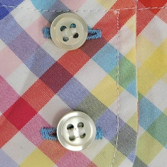 Talbots Button Down Shirt Spring Plaid Check Size Small S Colorful LS Cotton - Picture 6 of 11